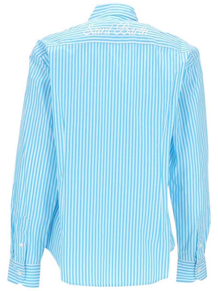 MC2 SAINT BARTH - Striped Cotton Shirt with Embroidered Logo - Sky Blue White mc2-saint-barth-striped-cotton-shirt-with-embroidered-logo-sky-blue-white-front-jpg