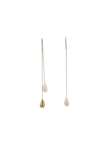Isabel Marant - Asymmetric Drop Earrings - Gold isabel-marant-asymmetric-drop-earrings-gold-ecru-side-jpg