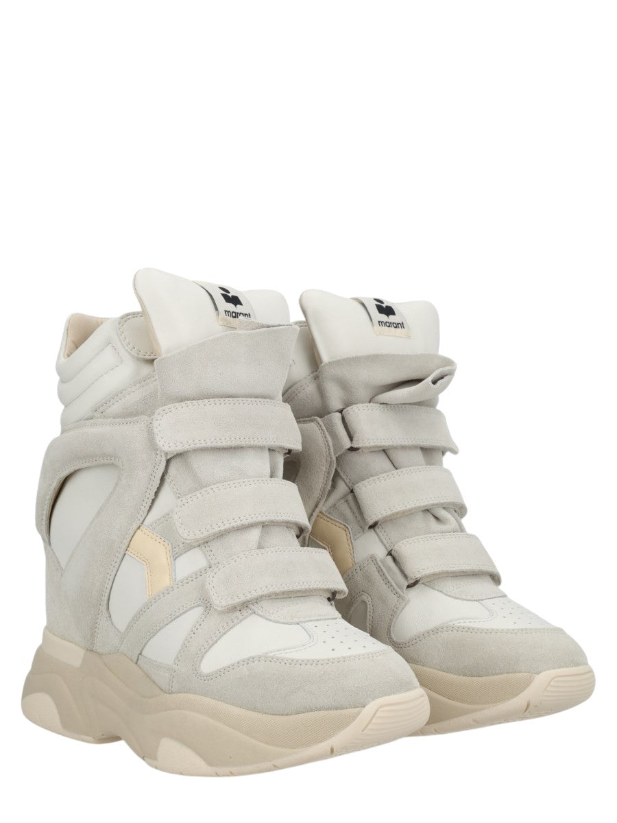 Isabel Marant - Balskee Suede Wedge Sneakers - Beige isabel-marant-balskee-suede-wedge-sneakers-ecru-three-quarter-jpg