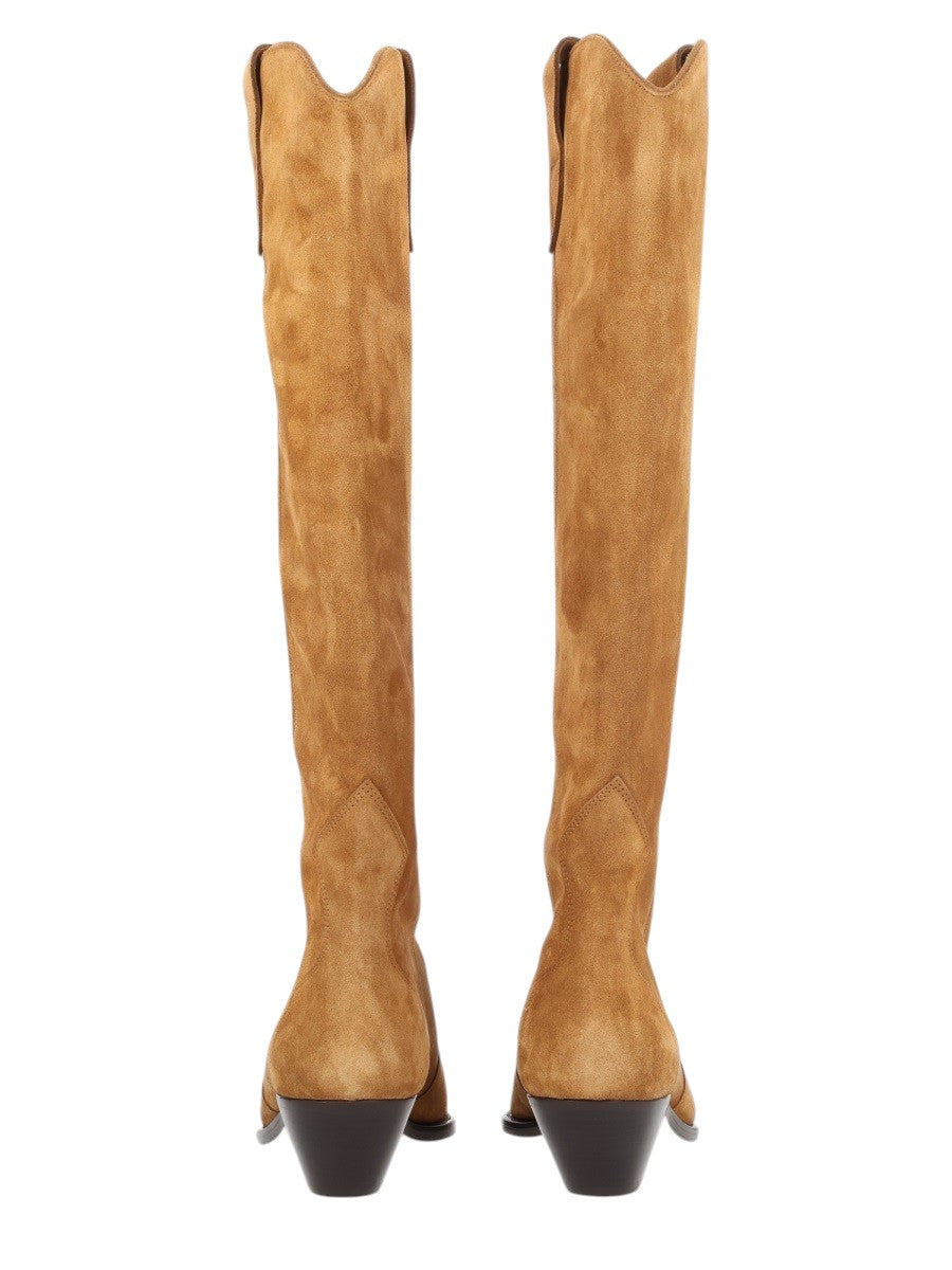Isabel Marant - Denvee Suede Knee-High Boots - Brown isabel-marant-denvee-suede-knee-high-boots-cognac-back-jpg