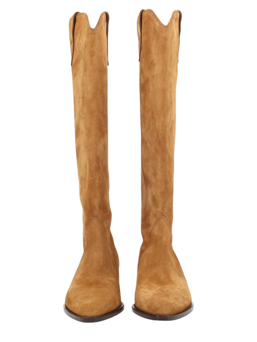 Isabel Marant - Denvee Suede Knee-High Boots - Brown isabel-marant-denvee-suede-knee-high-boots-cognac-front-jpg