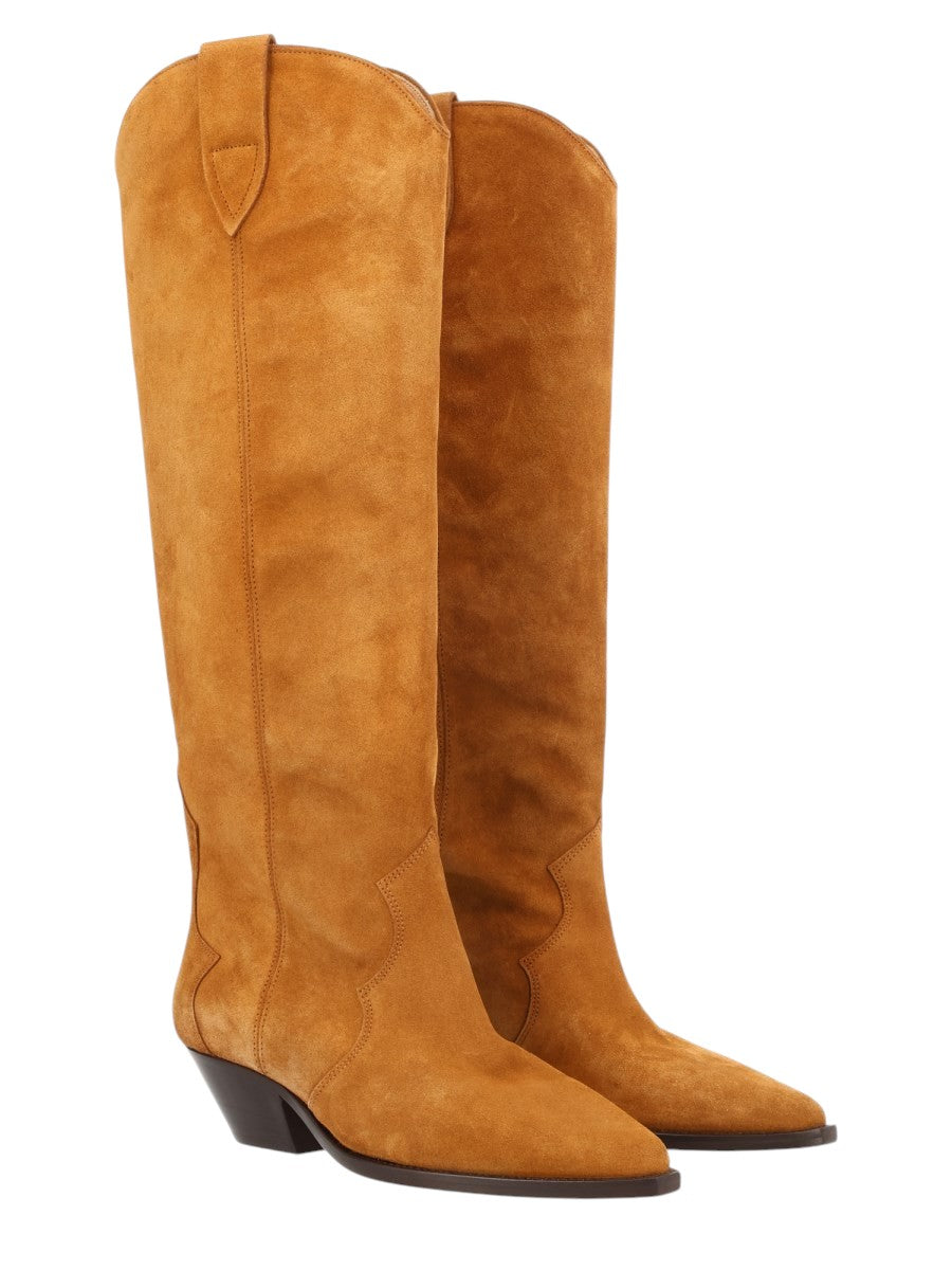 Isabel Marant - Denvee Suede Knee-High Boots - Brown isabel-marant-denvee-suede-knee-high-boots-cognac-side-jpg
