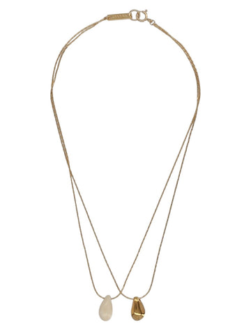 Isabel Marant - "Imala" Double Pendant Necklace - Gold isabel-marant-imala-double-pendant-necklace-gold-ecru-front-jpg