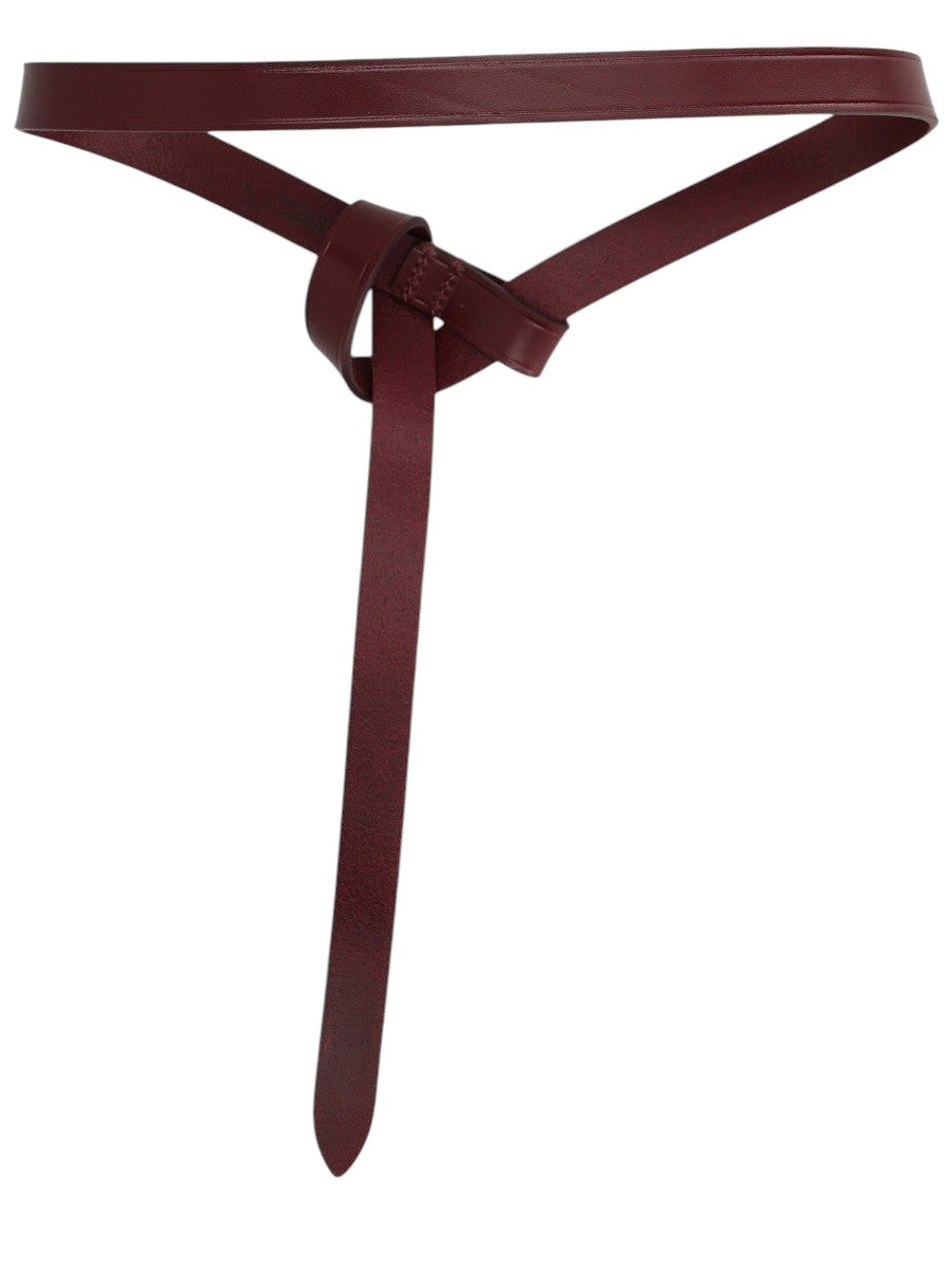 Isabel Marant - "Kirka" Knotted Leather Belt - Burgundy isabel-marant-kirka-knotted-leather-belt-burgundy-back-jpg