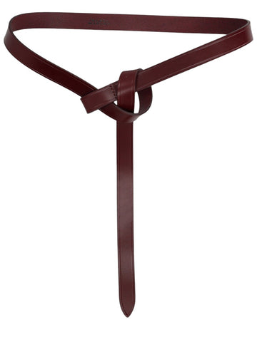 Isabel Marant - "Kirka" Knotted Leather Belt - Burgundy isabel-marant-kirka-knotted-leather-belt-burgundy-front-jpg