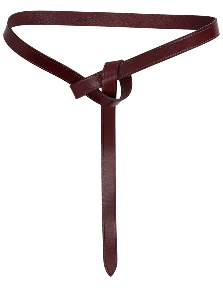 Isabel Marant - "Kirka" Knotted Leather Belt - Burgundy isabel-marant-kirka-knotted-leather-belt-burgundy-front-jpg