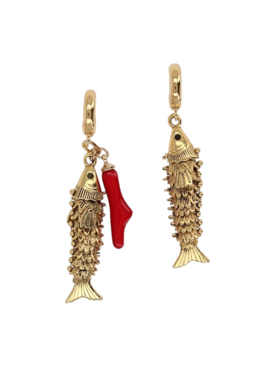 Isabel Marant - "New River" Earrings - Gold isabel-marant-new-river-fish-earrings-gold-red-front-jpg