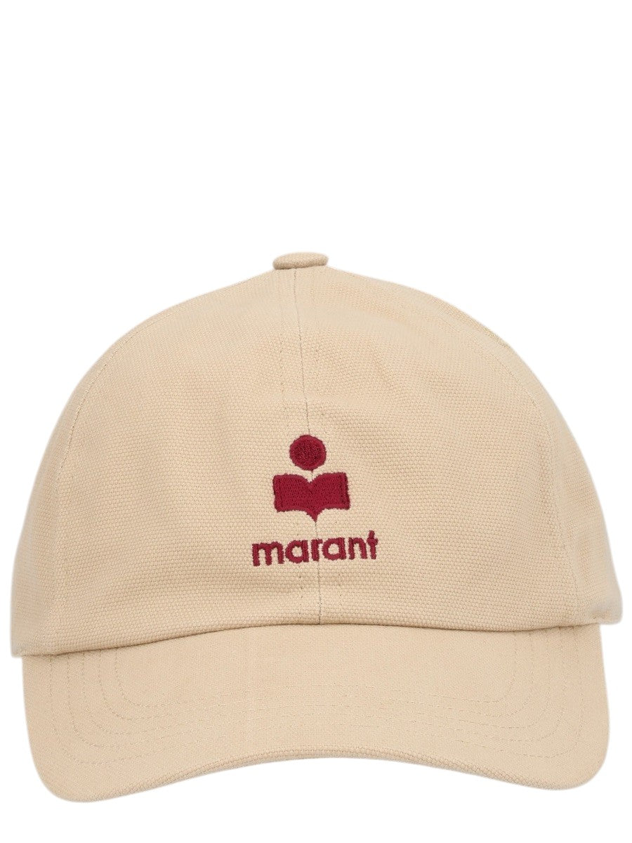 Isabel Marant - "Tomas" Baseball Cap with Logo - Beige isabel-marant-tomas-baseball-cap-logo-beige-front-jpg