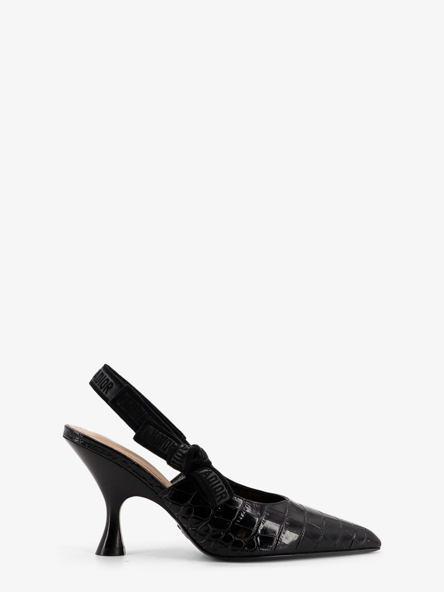 J'Adior leather slingback pumps with croco effect