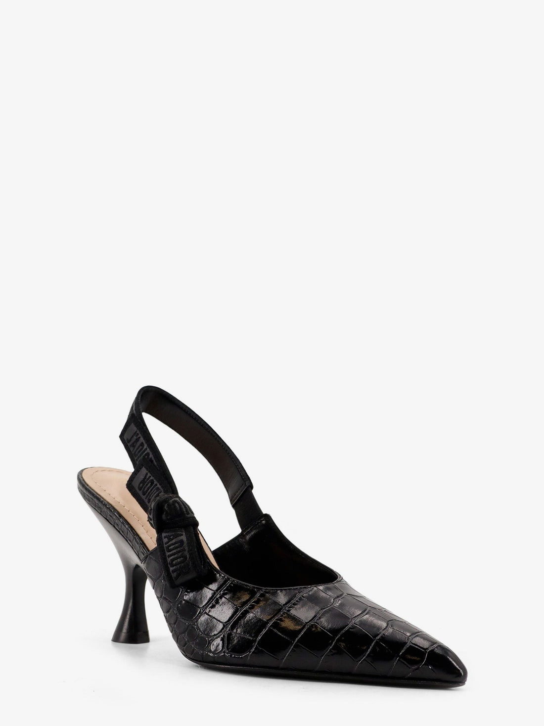 J'Adior leather slingback pumps with croco effect