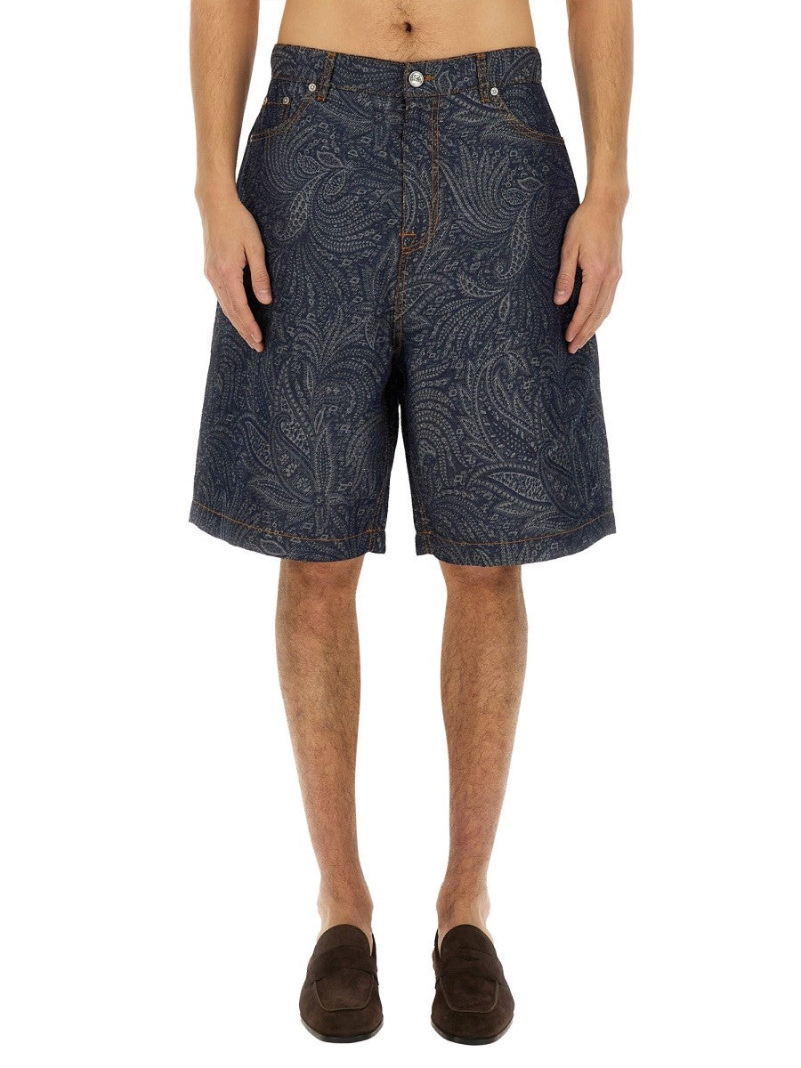 JACQUARD DENIM BERMUDA SHORTS