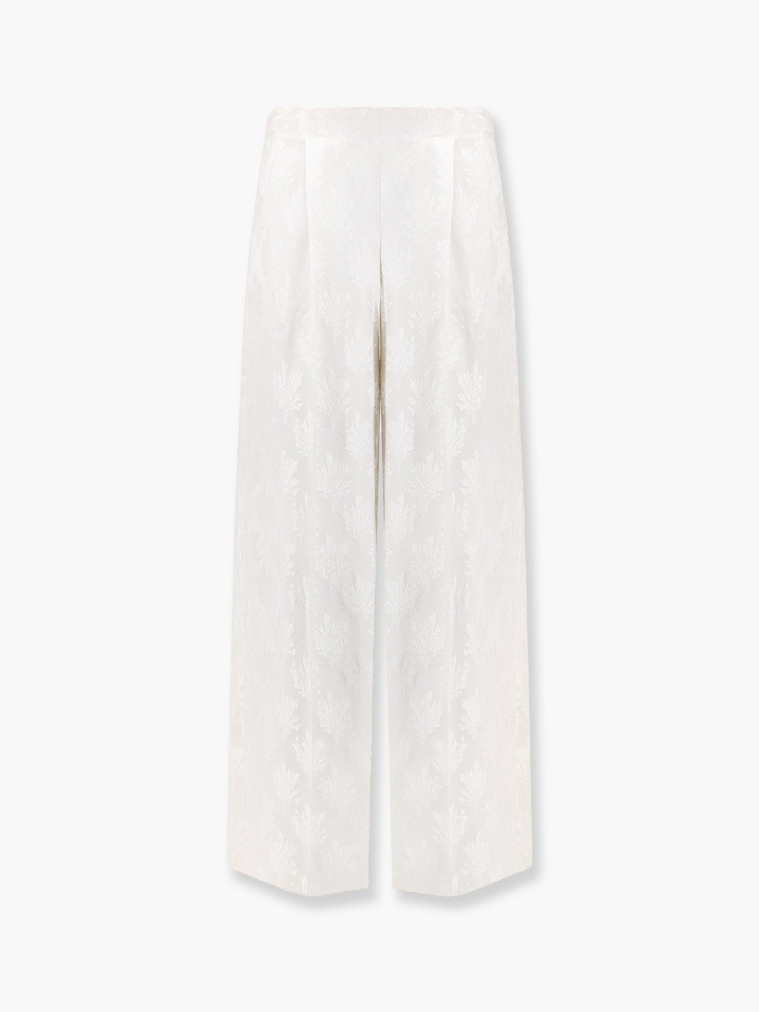 Fendi Jacquard silk trousers with floral motif