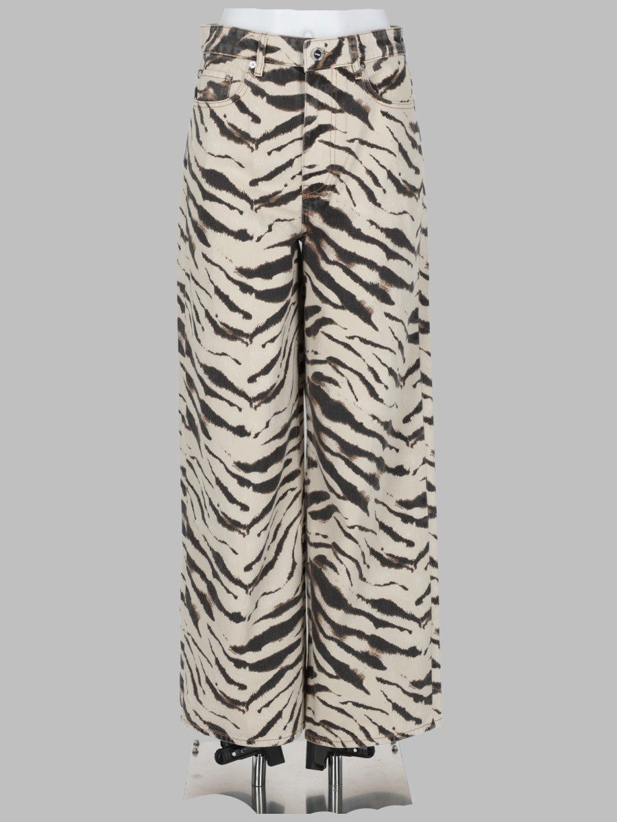 GANNI GANNI - JEANS CON STAMPA ANIMALIER