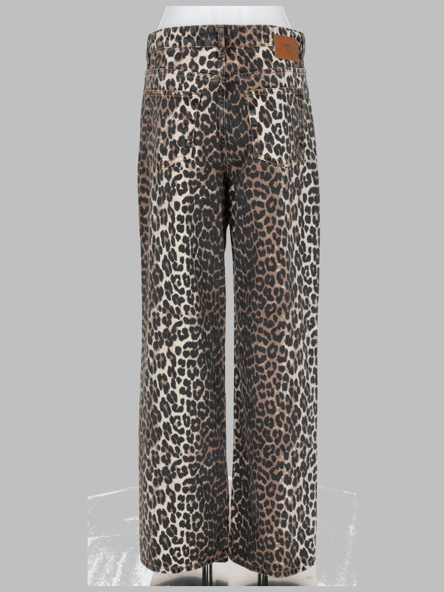 GANNI GANNI - JEANS CON STAMPA ANIMALIER