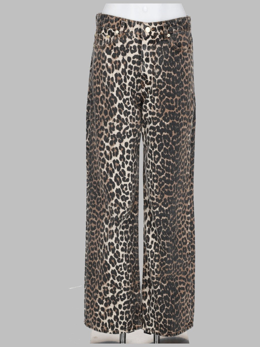GANNI GANNI - JEANS CON STAMPA ANIMALIER