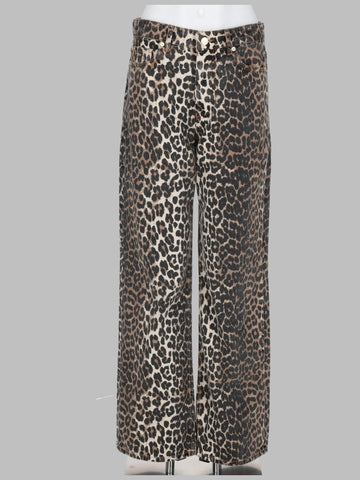GANNI GANNI - JEANS CON STAMPA ANIMALIER