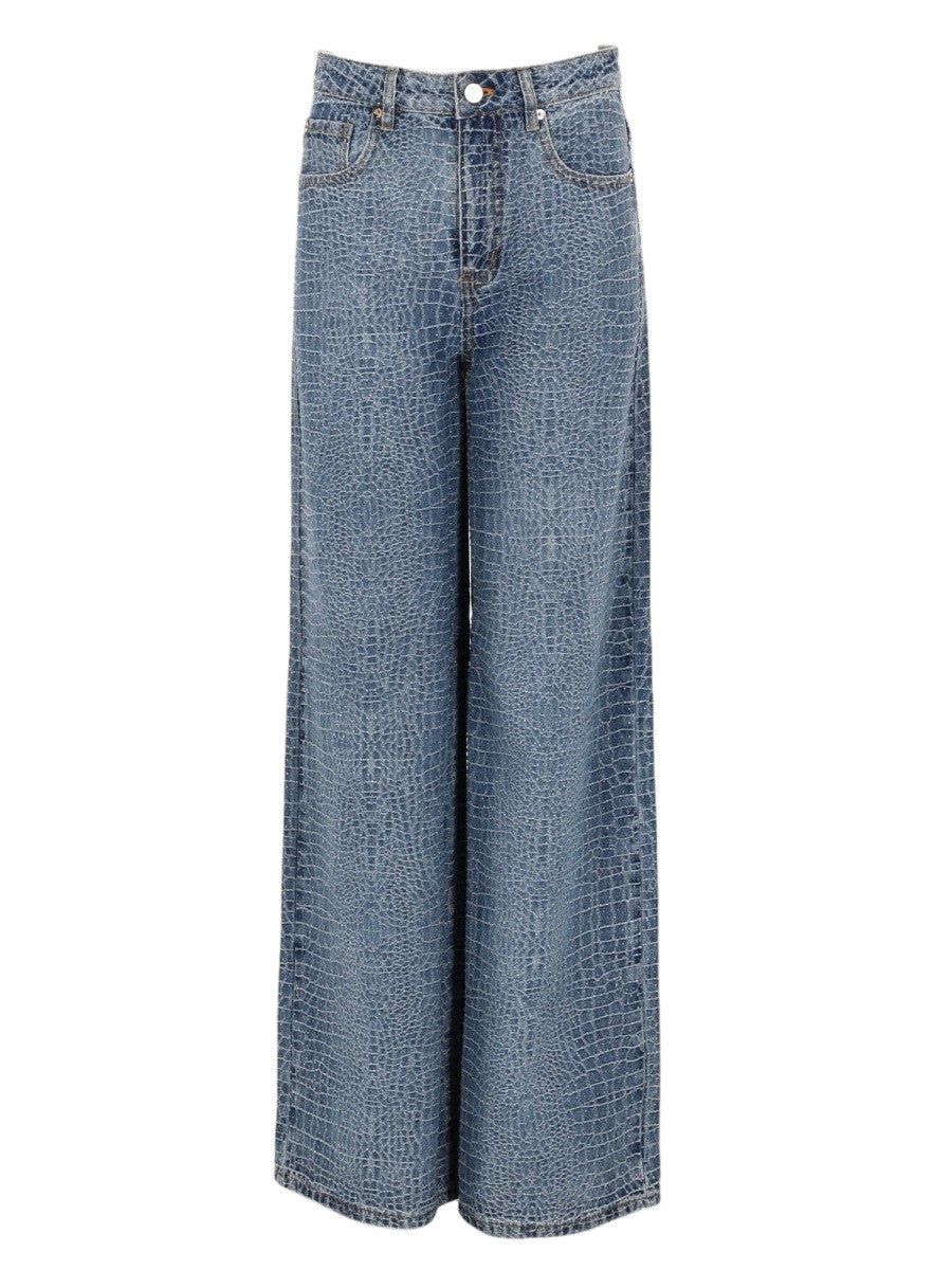 SELF-PORTRAIT - JEANS CON STRASS EFFETTO COCCODRILLO