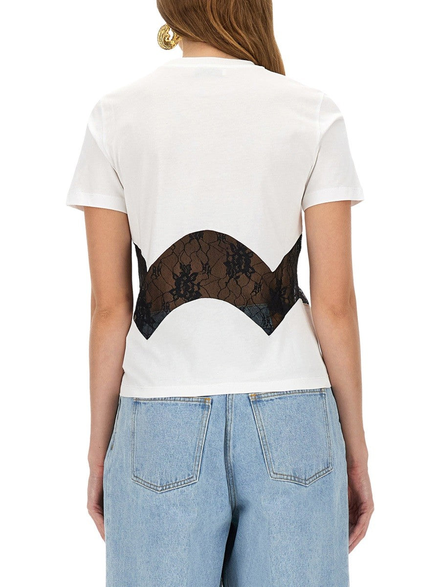 NINA RICCI - JERSEY T-SHIRT WITH LACE INSERT