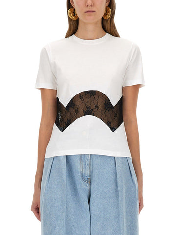NINA RICCI - JERSEY T-SHIRT WITH LACE INSERT