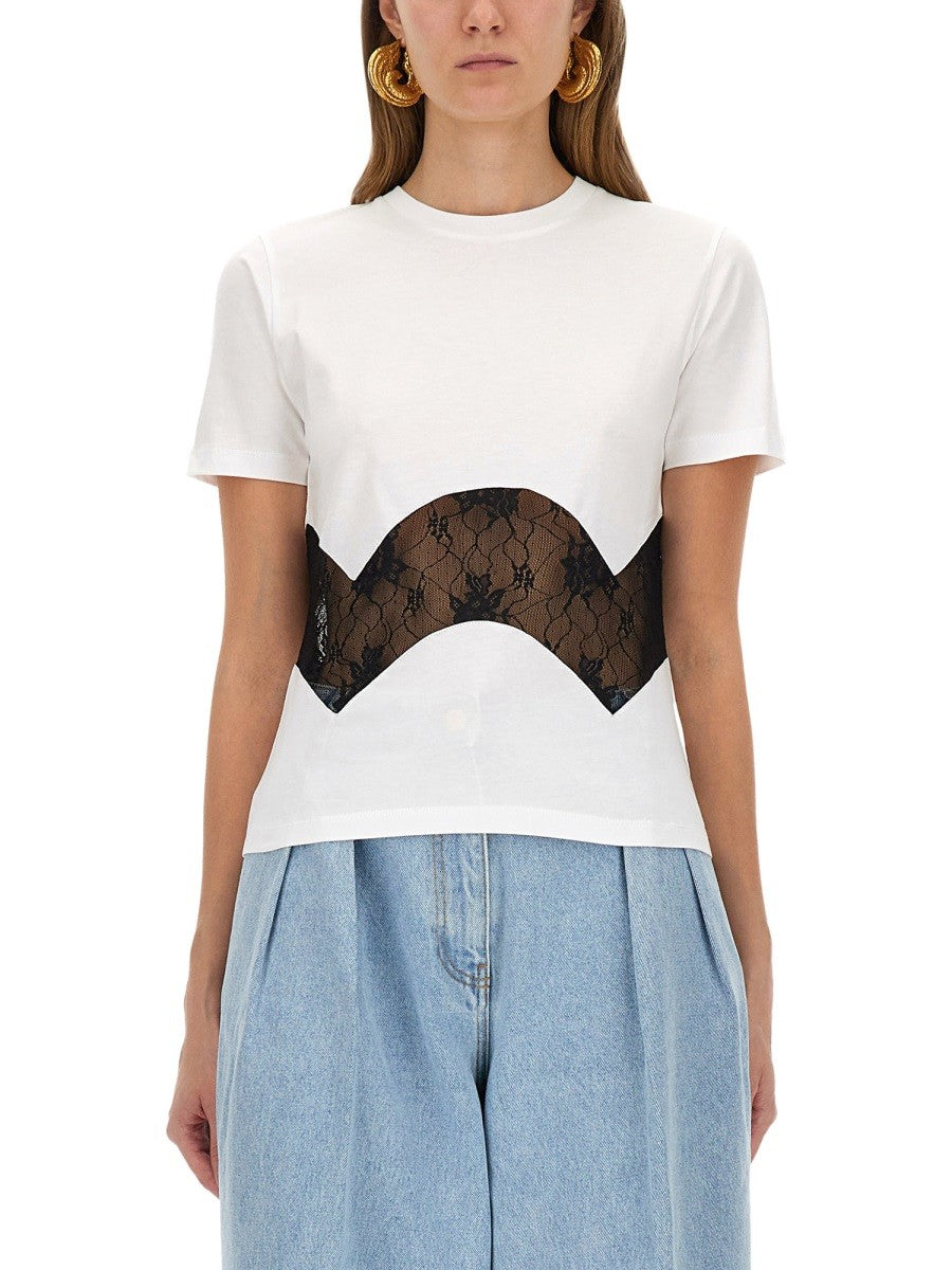 NINA RICCI - JERSEY T-SHIRT WITH LACE INSERT