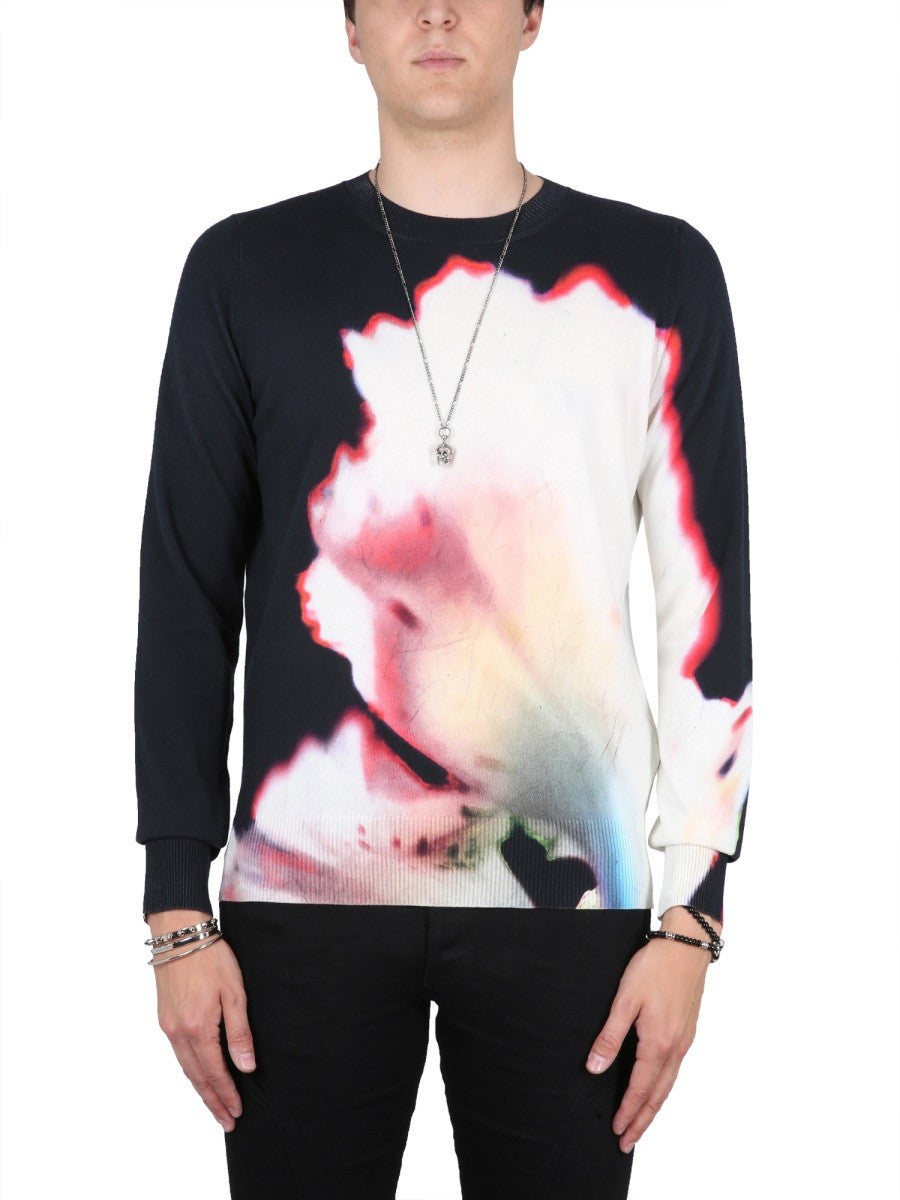 JERSEY WITH SOLARISED FLOWER PRINT