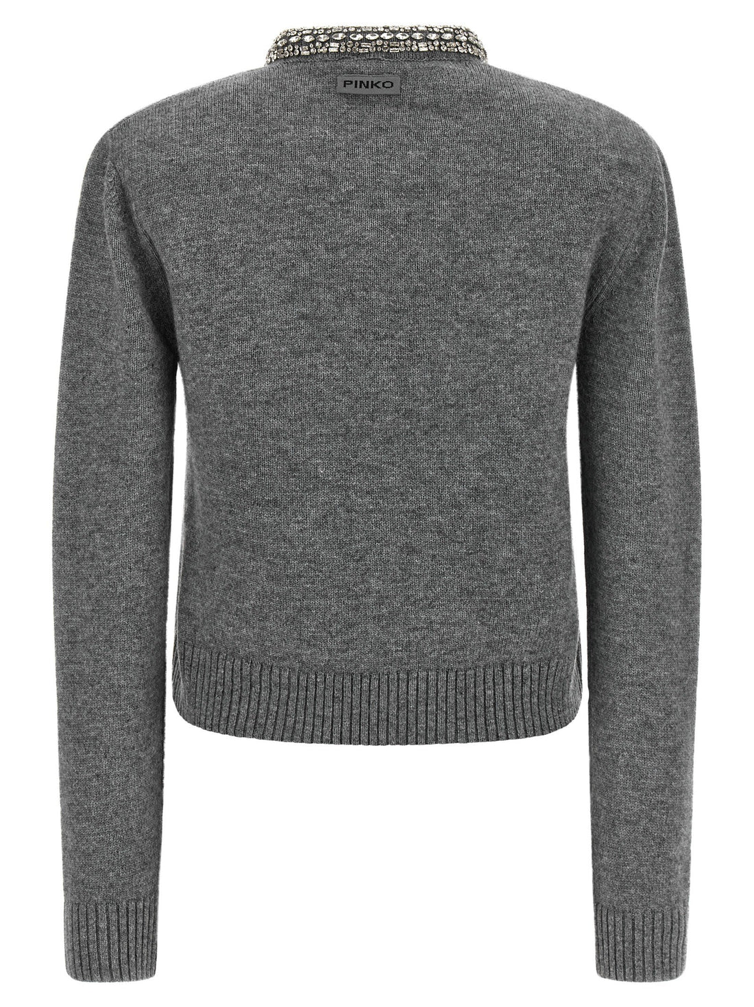 Pinko - Jewel Collar Wool Blend Cardigan gray