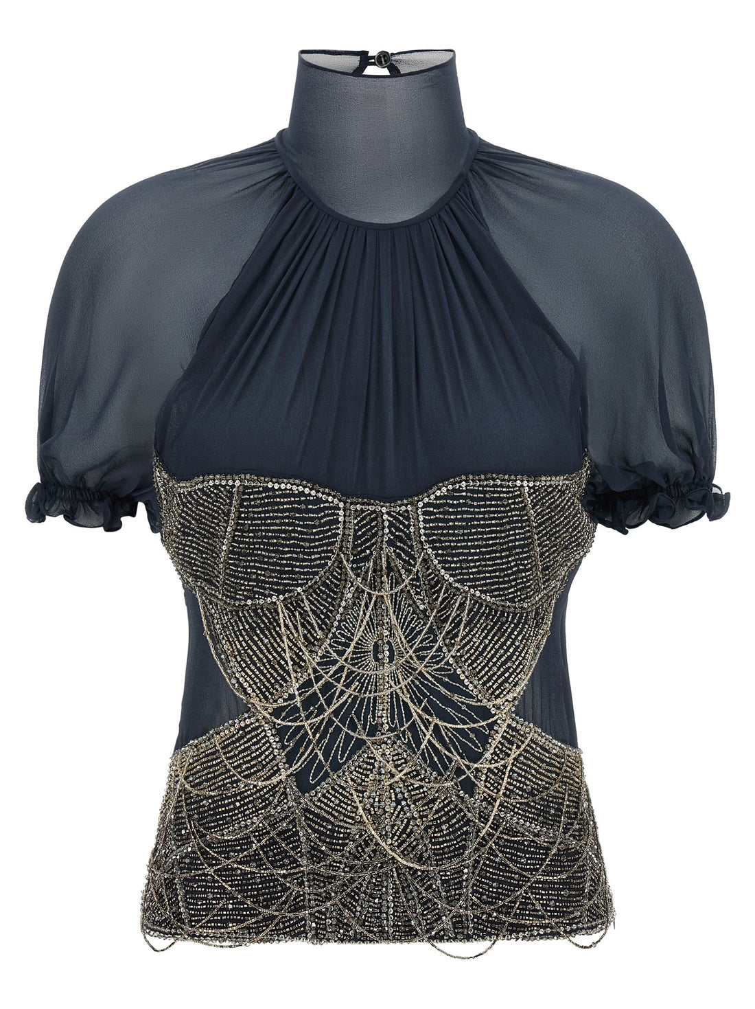 The Attico - Jewel embroidery top Blue