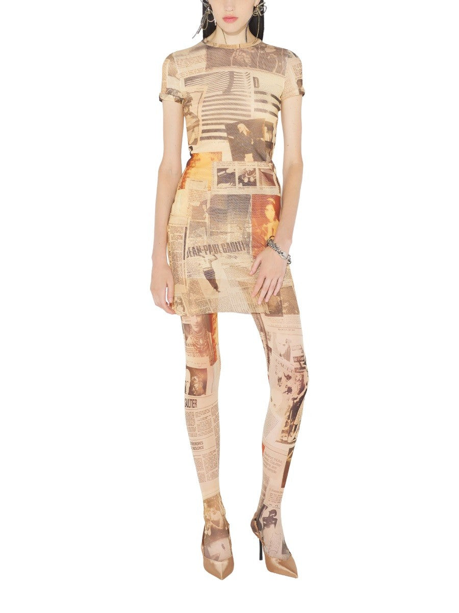 JEAN PAUL GAULTIER "JOURNAL" PRINT DRESS