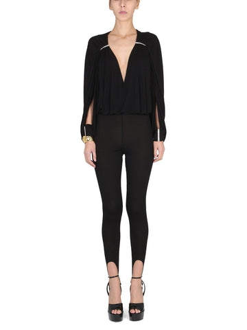 JUMPSUIT WITH OPEN SLEEVES IN CREPE JERSEY