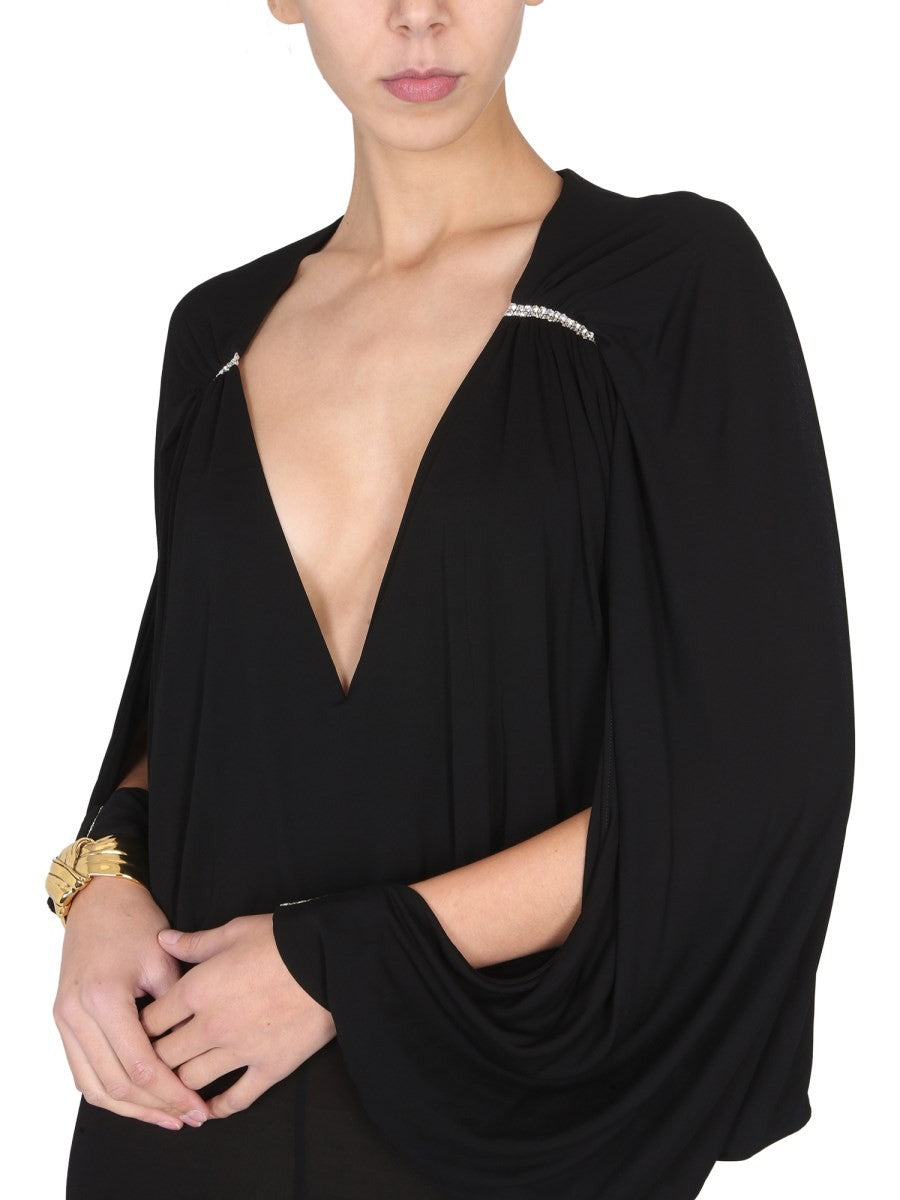 JUMPSUIT WITH OPEN SLEEVES IN CREPE JERSEY