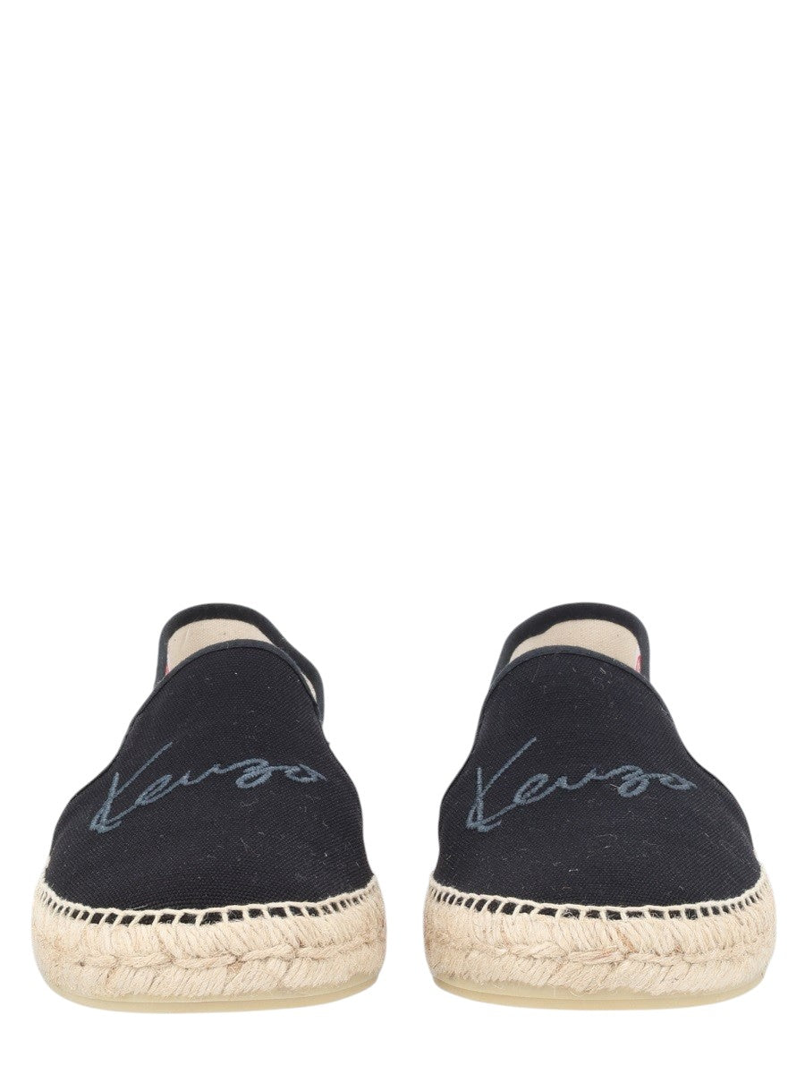 Kenzo - ESPADRILLA CON LOGO RICAMATO kenzo-embroidered-logo-espadrilles-black-front-jpg