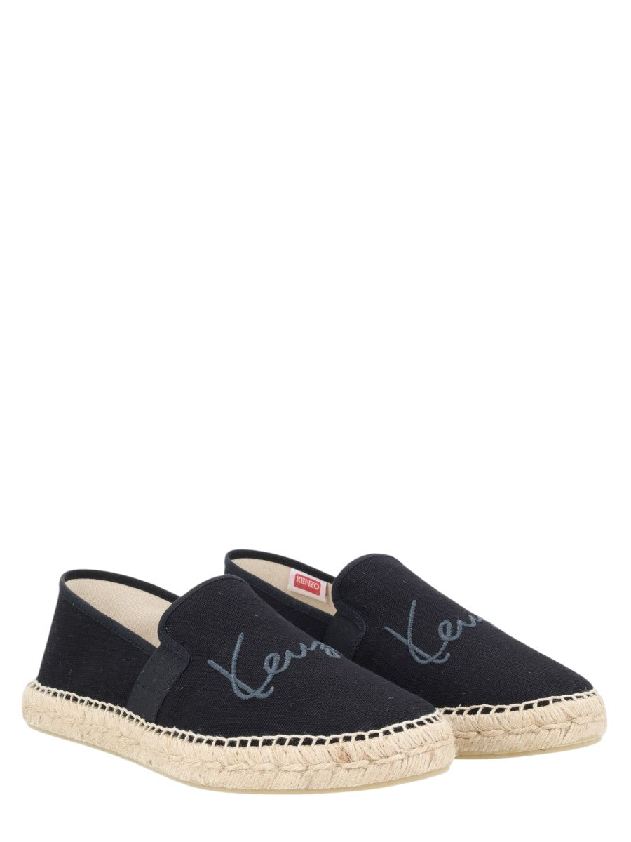 Kenzo - ESPADRILLA CON LOGO RICAMATO kenzo-embroidered-logo-espadrilles-black-three-quarter-jpg
