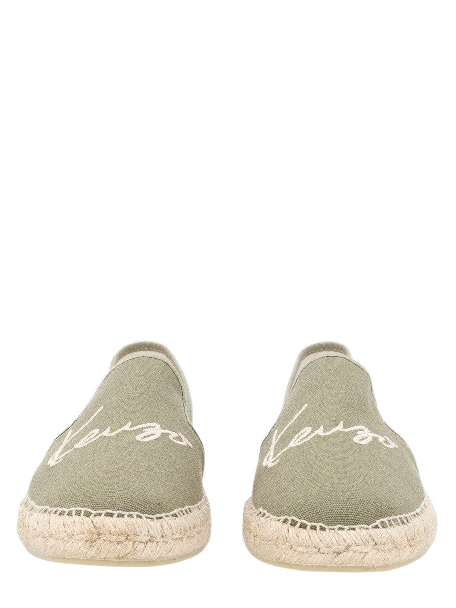 Kenzo - ESPADRILLA CON LOGO RICAMATO kenzo-embroidered-logo-espadrilles-khaki-side-jpg