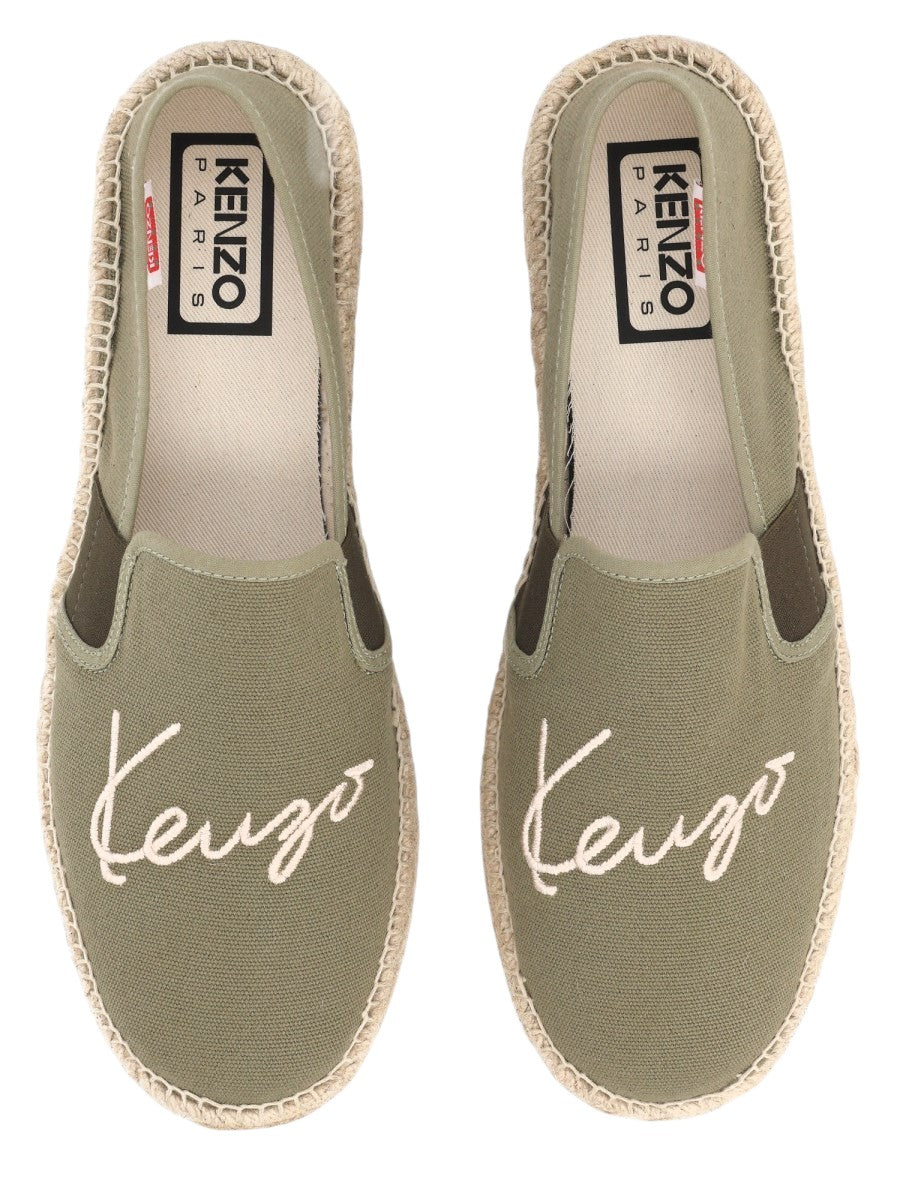 Kenzo - ESPADRILLA CON LOGO RICAMATO kenzo-embroidered-logo-espadrilles-khaki-top-jpg