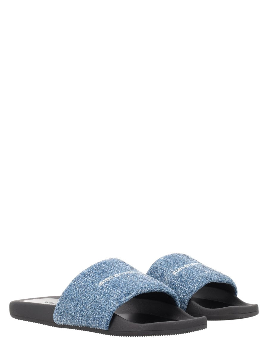 Alexander Wang - SANDALO SLIDE IN DENIM klosmo-alexander-wang-denim-slide-sandals