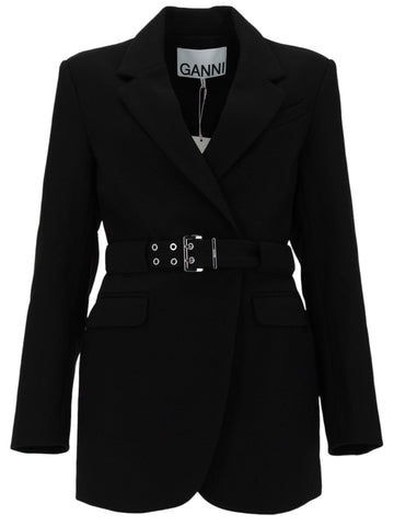 GANNI GANNI - BLAZER IN CREPE CON CINTURA