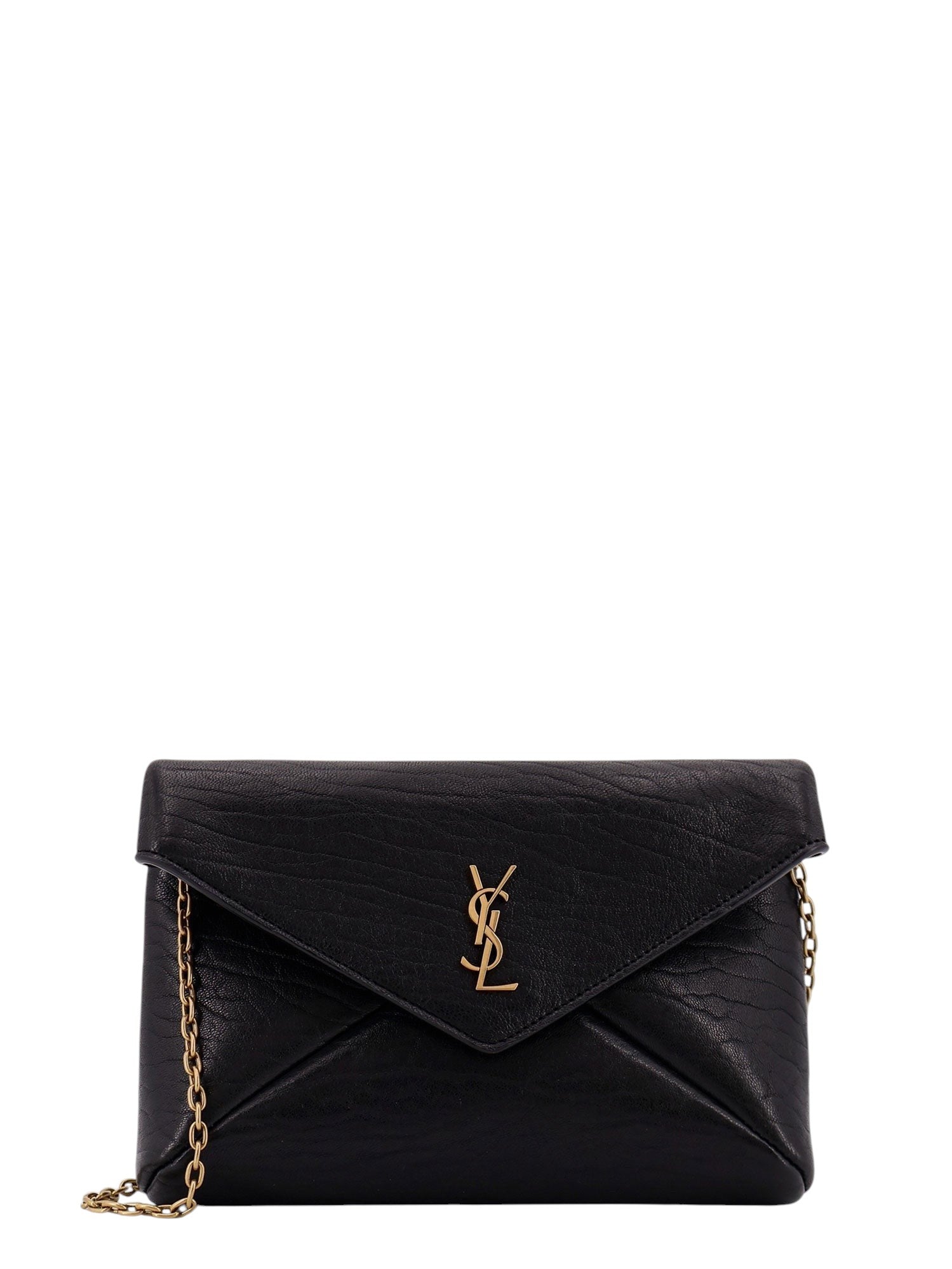 Saint Laurent Leather crossbody bag with metal Cassandre logo