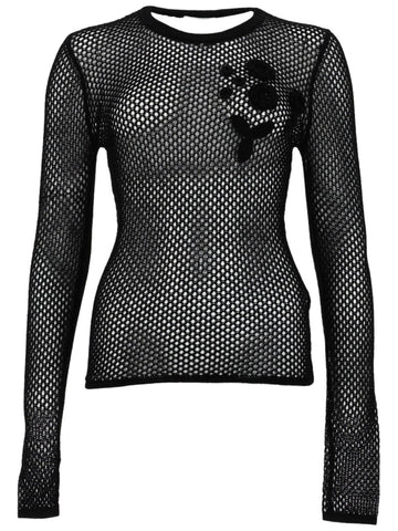 GANNI GANNI - TOP IN MESH DI COTONE MERCERIZZATO
