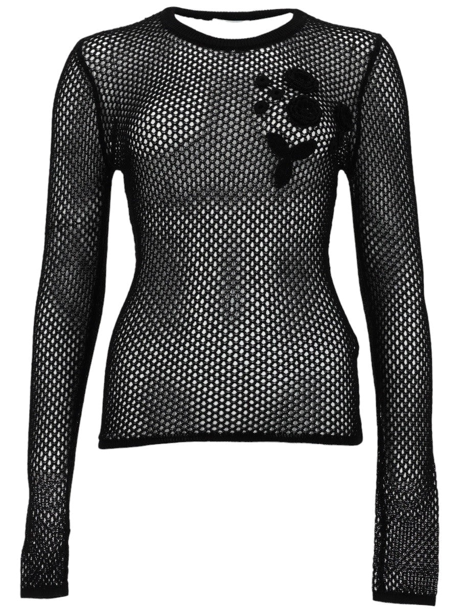 GANNI GANNI - TOP IN MESH DI COTONE MERCERIZZATO
