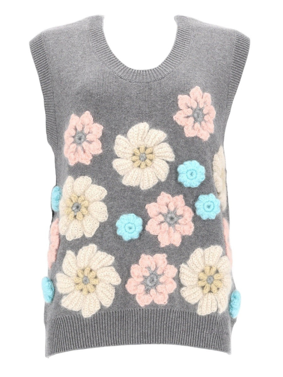 GANNI GANNI - GILET CON APPLICAZIONI FLOREALI