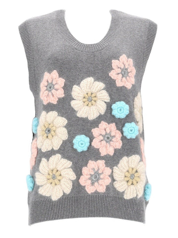 GANNI GANNI - GILET CON APPLICAZIONI FLOREALI