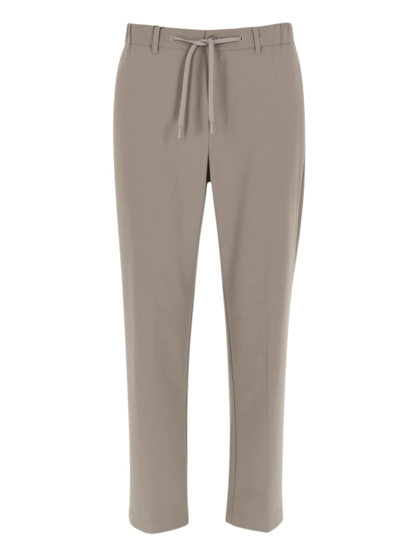 Klosmo Herno beige technical fabric trousers with an elasticated drawstring waist, made in Italy.