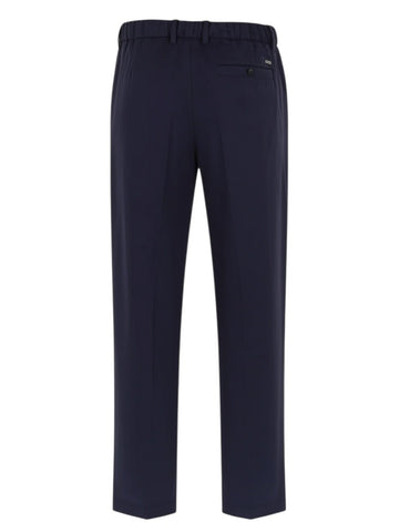 Klosmo Herno Resort navy blue polyester blend trousers with an elasticated waistband and back pocket