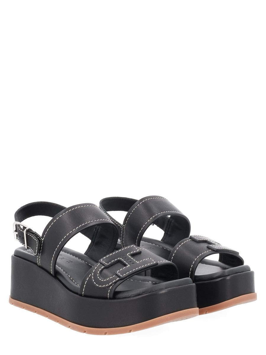Hogan - SANDALO "HOGAN H703" klosmo-hogan-black-leather-wedge-sandals_94a66853-3eab-43fa-9444-930a6f60909b