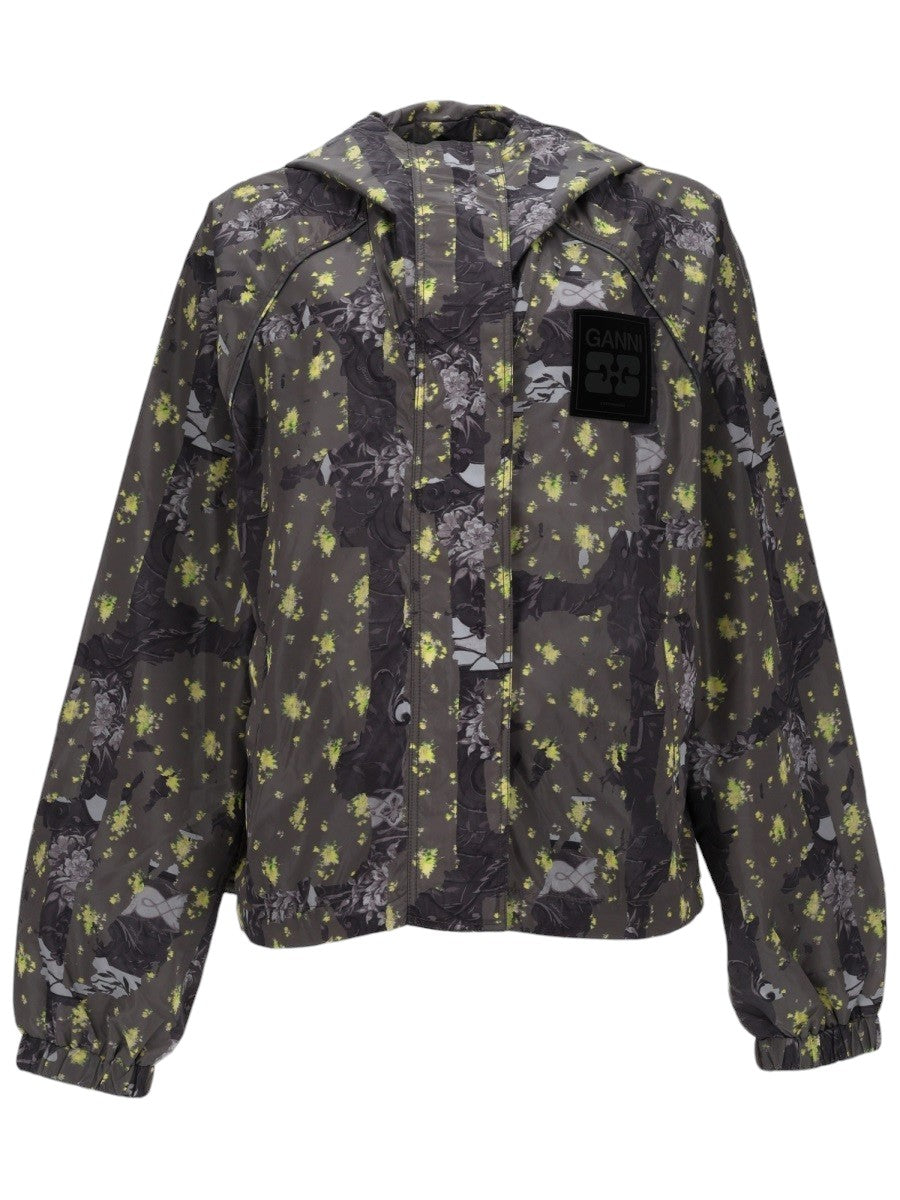 GANNI GANNI - GIACCA IN NYLON LEGGERO CON STAMPA