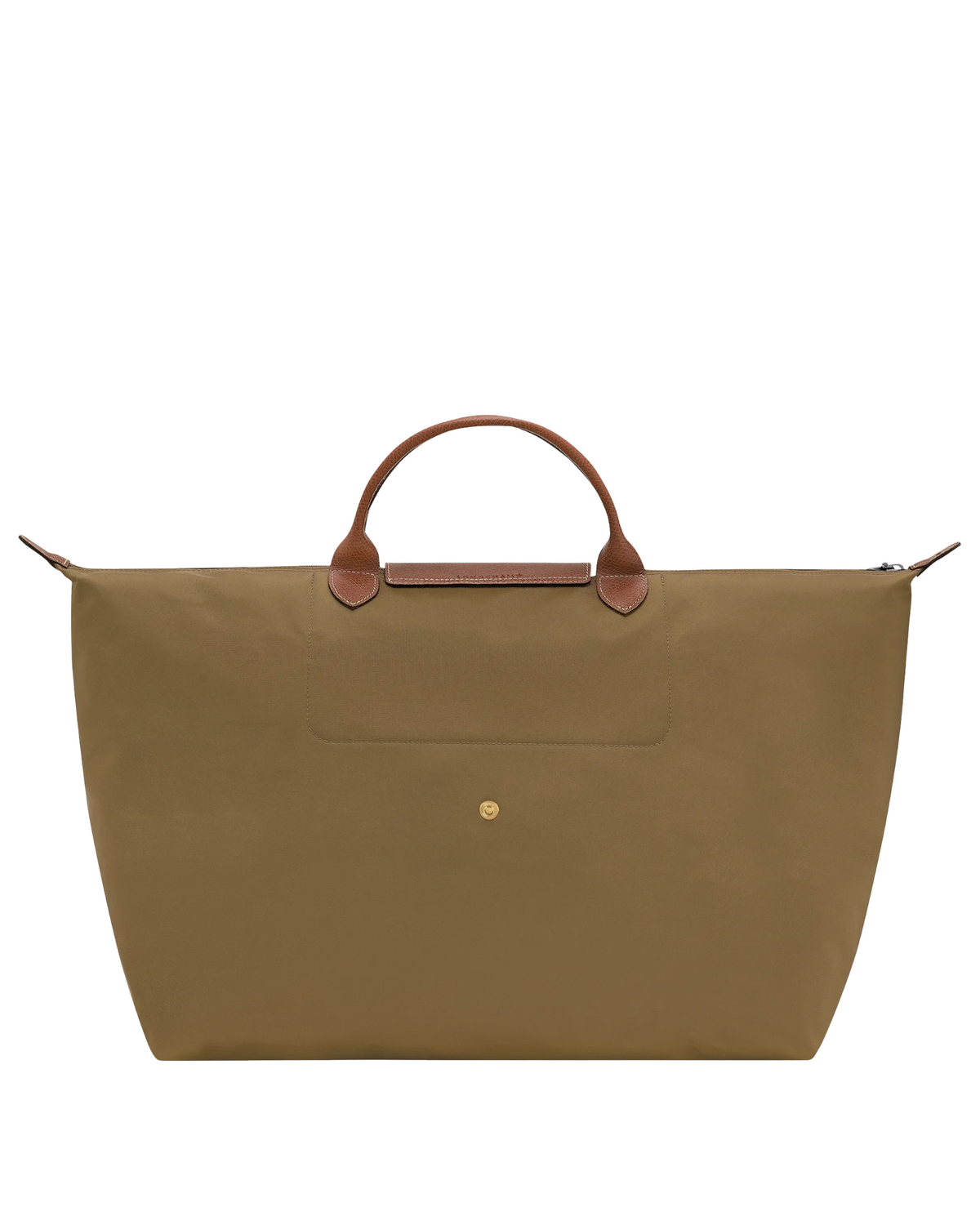 Klosmo LONGCHAMP Le Pliage Original large travel bag in olive green nylon with brown leather handles