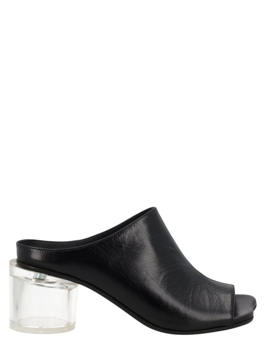MM6 MAISON MARGIELA - MULE "ANATOMIC" CON TACCO klosmo-mm6-maison-margiela-black-leather-mule