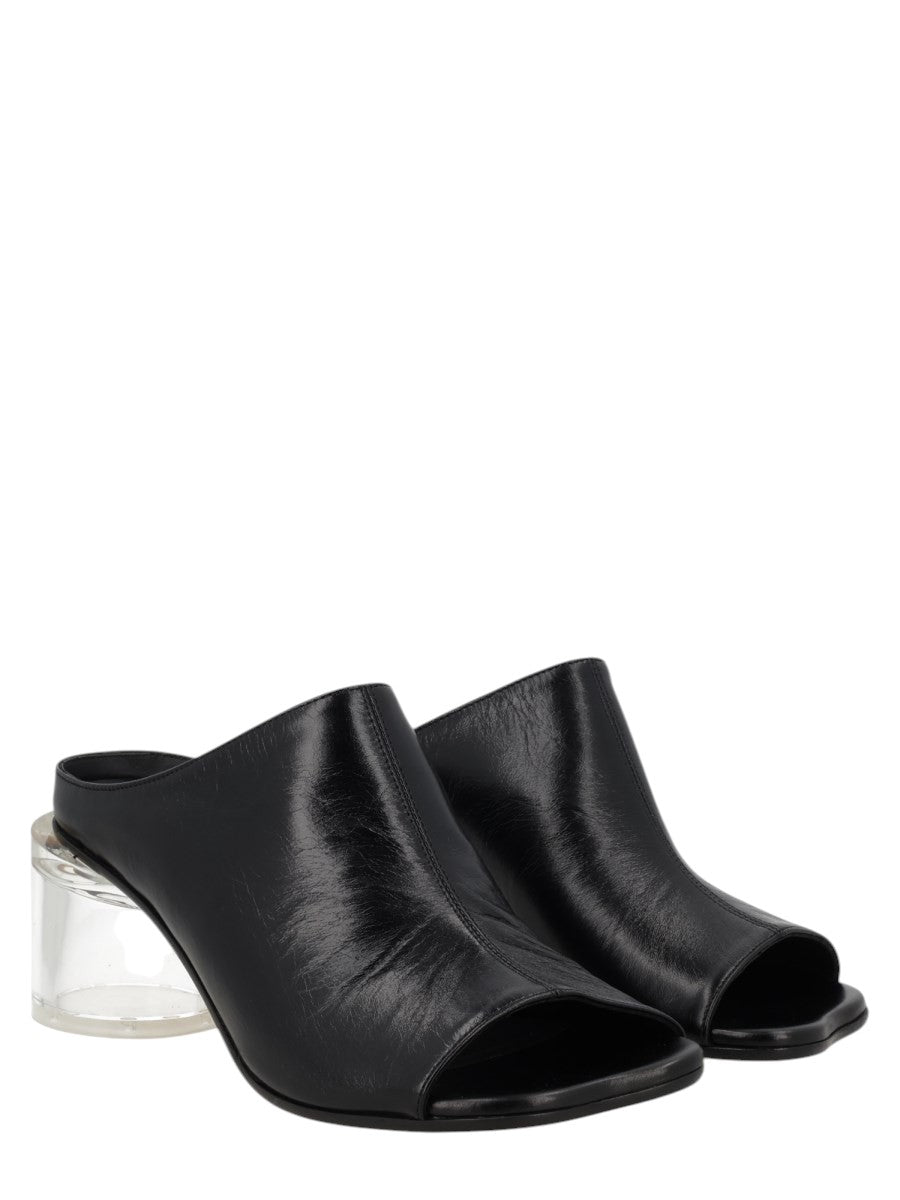 MM6 MAISON MARGIELA - MULE "ANATOMIC" CON TACCO klosmo-mm6-maison-margiela-black-leather-mules