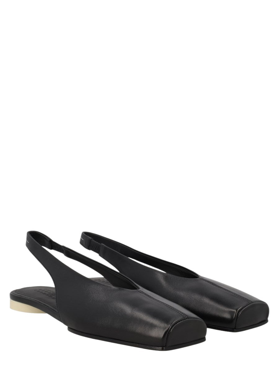 MM6 MAISON MARGIELA - BALLERINA SLINGBACK IN PELLE klosmo-mm6-maison-margiela-black-leather-slingback-ballerinas
