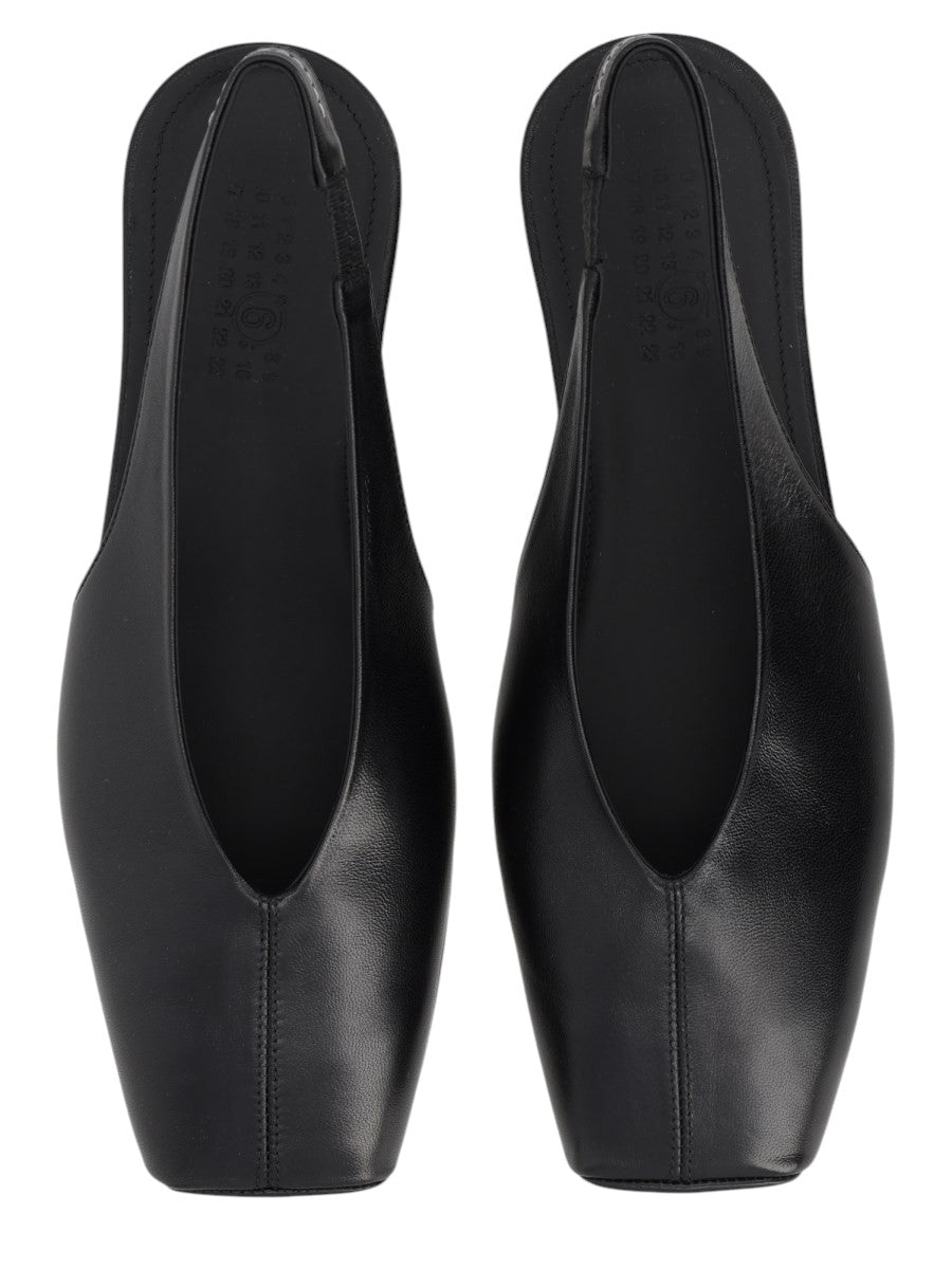 MM6 MAISON MARGIELA - BALLERINA SLINGBACK IN PELLE klosmo-mm6-maison-margiela-black-leather-slingback-flats